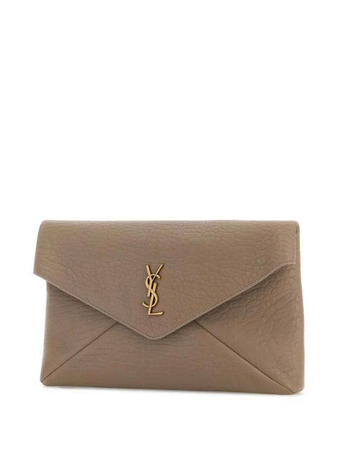 Saint Laurent large Cassandre envelope leather pouch - Neutrals