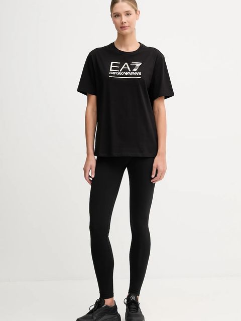 EA7 Emporio Armani legginsy damskie kolor czarny gładkie AF12484.7W000459