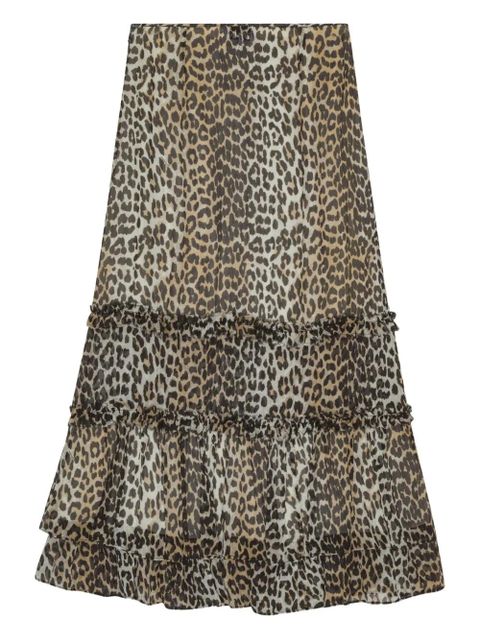 GANNI leopard-print skirt - Neutrals