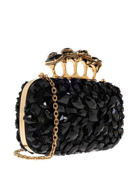 Alexander McQueen jewel four-ring silk tote bag - Black