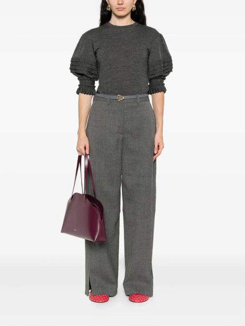 Jil Sander ruffled-sleeved top - Grey