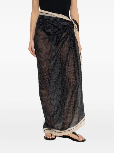 Balmain logo-patterned sarong - Black