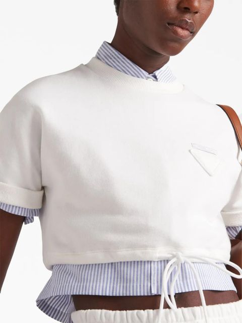 Prada cropped fleece T-shirt - White