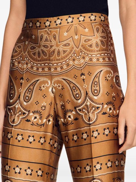 SANDRO Bandana-print floaty pants - Brown