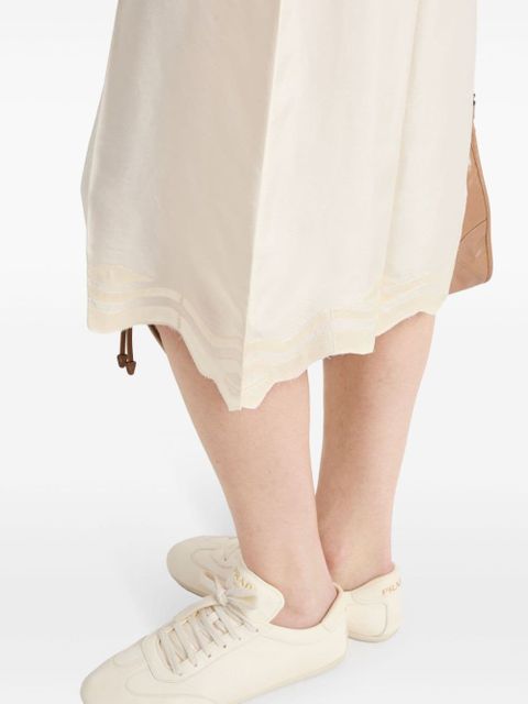 Prada drawstring-waist silk midi skirt - Yellow