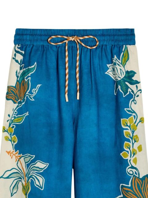 ALEMAIS Luca floral-print wide-leg linen trousers - Blue - zdjęcie produktu nr 2