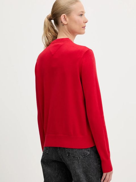 Tommy Jeans sweter bawełniany kolor czerwony lekki DW0DW20159