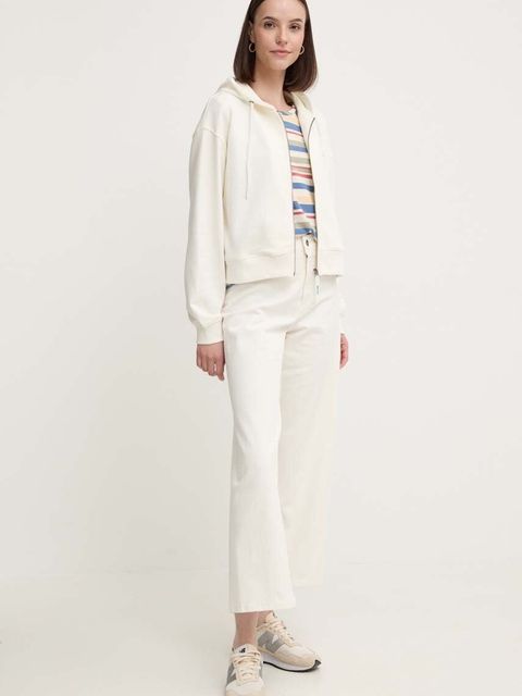 Pepe Jeans bluza EDNA damska kolor beżowy z kapturem z nadrukiem PL581445