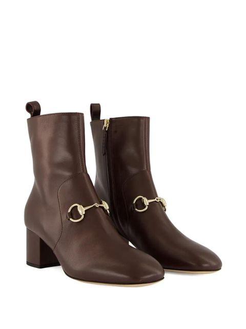 Gucci 55mm Horsebit leather ankle boots - Brown