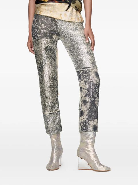Maison Margiela sequin-embellishment floral-details trousers - Silver