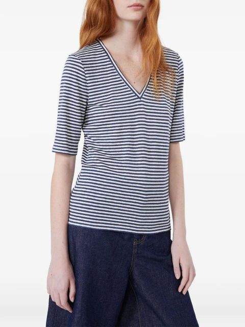 Max Mara Opzione striped V-neck T-shirt - Blue
