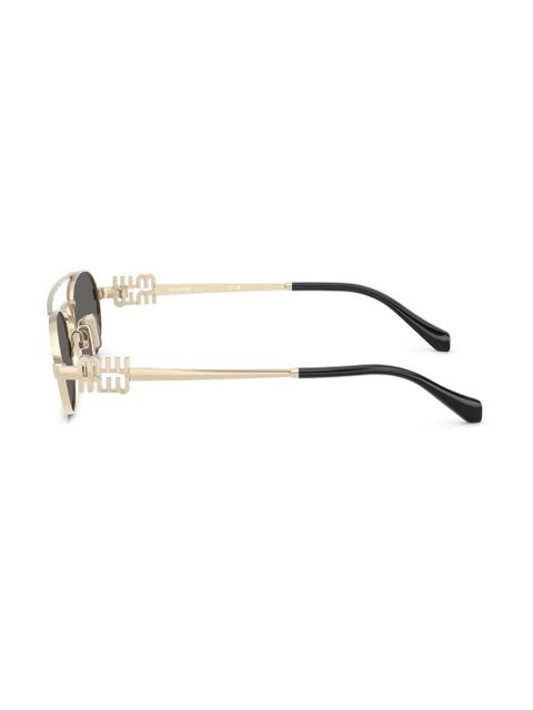 Miu Miu Eyewear logo-lettering sunglasses - Gold