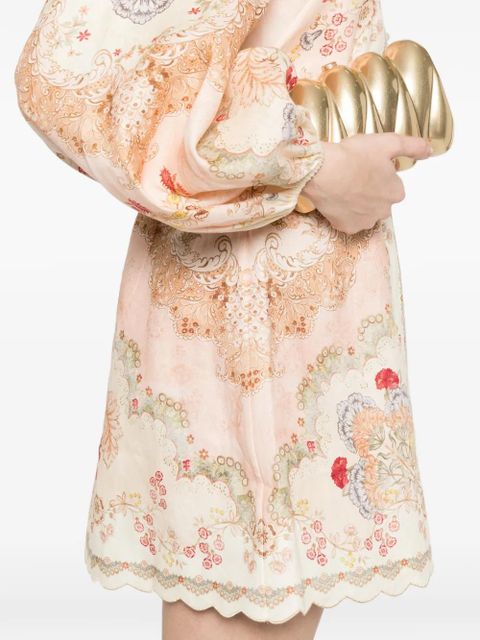 ZIMMERMANN Daylight floral-pattern belted mini dress - Neutrals