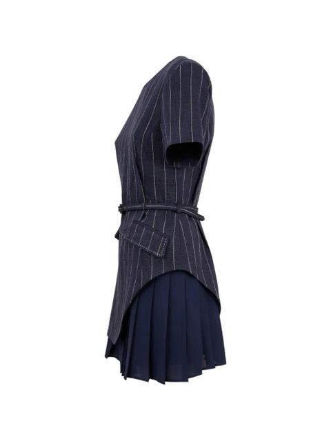 Simkhai Blakely belted pinstripe mini dress - Blue