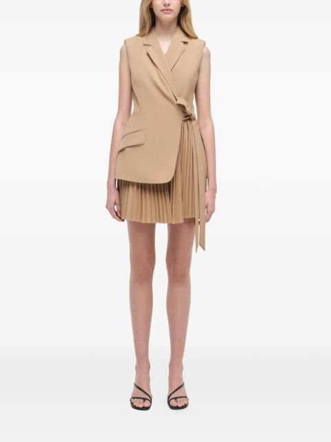 Simkhai Eman pleated layered mini dress - Neutrals