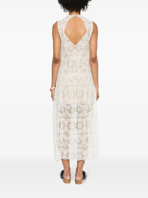 TWINSET semi-sheer crochet midi dress - White
