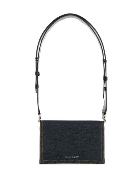 Alexander McQueen small Skull denim shoulder bag - Blue - zdjęcie produktu nr 2