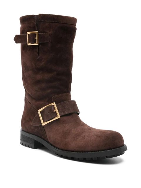 Jimmy Choo buckle biker suede boots - Brown - zdjęcie produktu nr 2