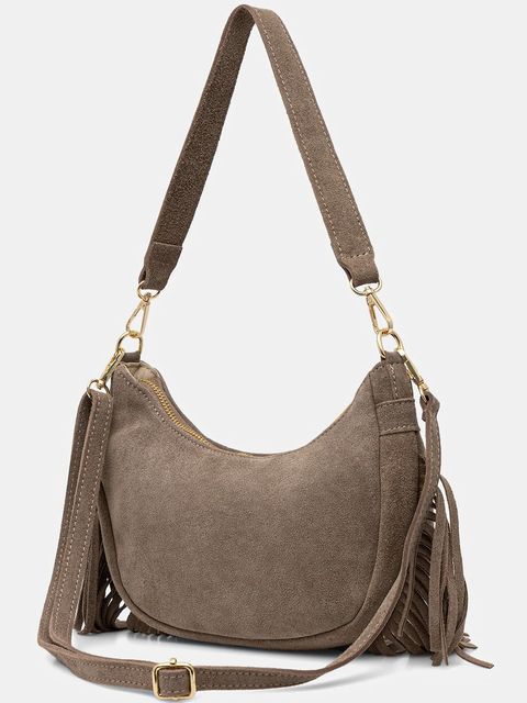 Answear.LAB torebka zamszowa kolor beżowy