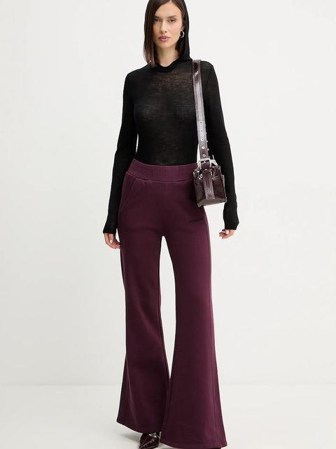 Patrizia Pepe spodnie dresowe bawełniane damskie kolor fioletowy gładkie 2P1718 J079