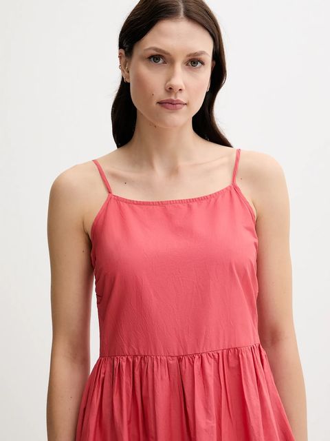 United Colors of Benetton sukienka bawełniana kolor różowy midi rozkloszowana 4KUSDV0B7 - zdjęcie produktu nr 2