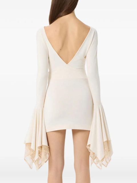 Blumarine lace flared-sleeve mini dress - Neutrals