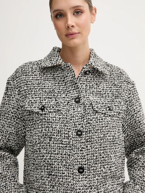 United Colors of Benetton kurtka koszulowa z wełną kolor szary przejściowa oversize