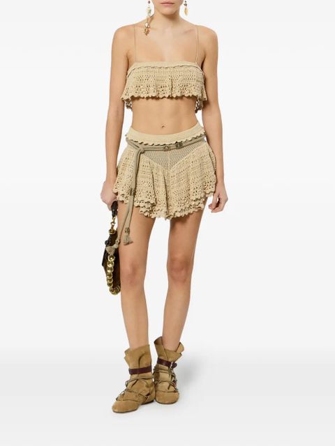 ISABEL MARANT Olzea beaded-details crochet cotton shorts - Neutrals - zdjęcie produktu nr 2