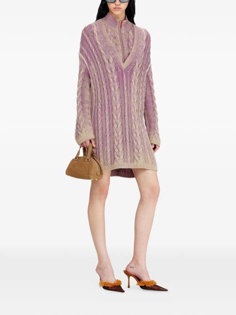 Diesel cable-knit V-neck mini dress - Purple - zdjęcie produktu nr 2