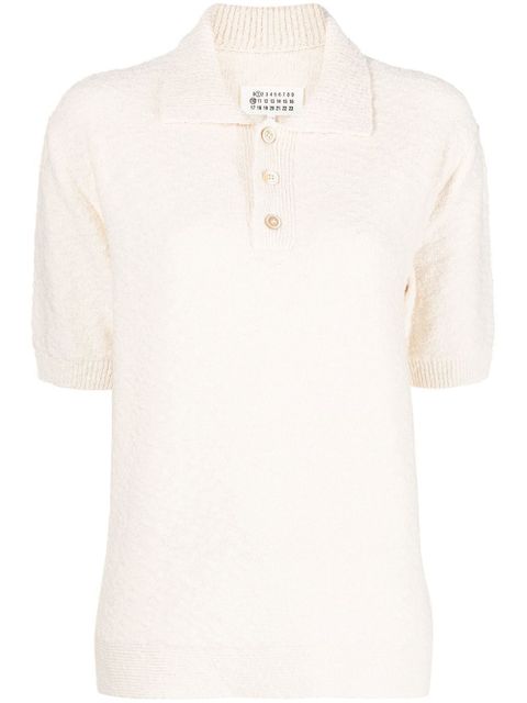 Maison Margiela Nostalgic bouclé-knit polo shirt - Neutrals