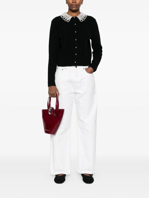 Maje faux-pearl-embellished cable-knit cardigan - Black - zdjęcie produktu nr 2