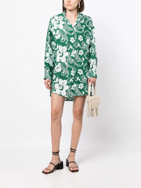 Faithfull the Brand Tortuga floral-print shirt dress - Green - zdjęcie produktu nr 2