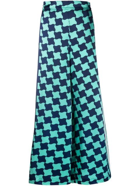 Casablanca Pool Tile silk wide-leg trousers - Blue - zdjęcie produktu nr 1