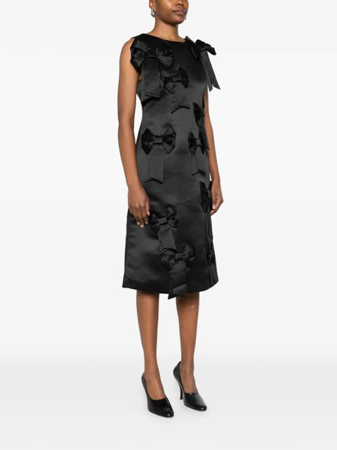 GANNI bow-detail midi dress - Black