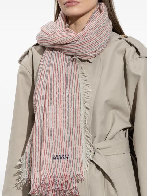 ISABEL MARANT Zenila striped fringed scarf - Neutrals