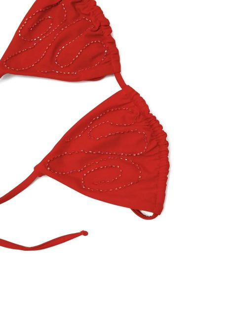 Paloma Wool bead-embellished triangle bikini top - Red - zdjęcie produktu nr 2
