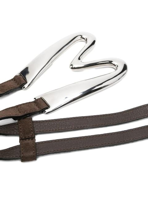 Moschino silver-tone buckle leather belt - Brown - zdjęcie produktu nr 2