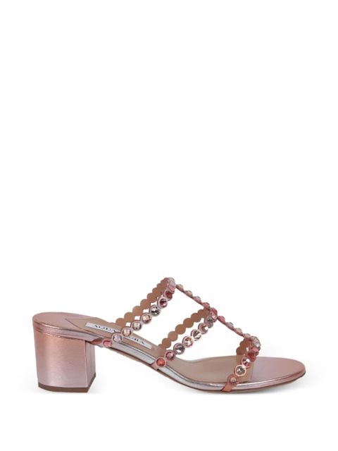 Aquazzura Tequila crystal-embellished scalloped sandals - Pink - zdjęcie produktu nr 1