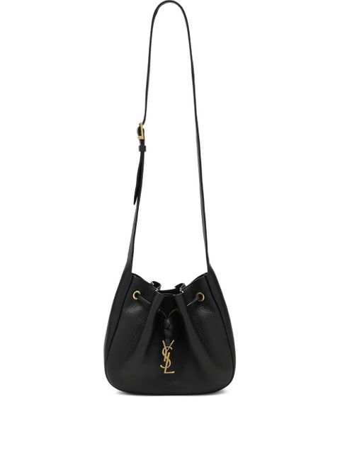 Saint Laurent logo-plaque drawstring crossbody bag - Black - zdjęcie produktu nr 1
