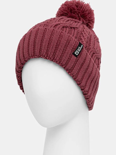 Jack Wolfskin czapka Pompom kolor różowy wełniana 1905092
