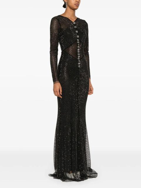 Self-Portrait rhinestoned fishnet gown - Black - zdjęcie produktu nr 2