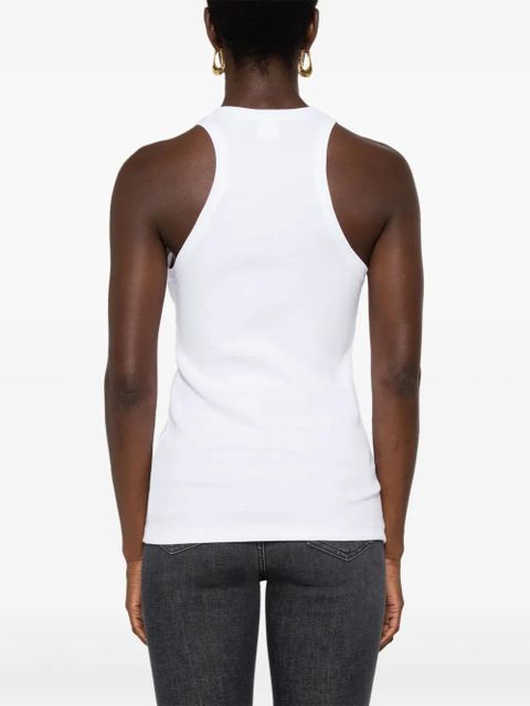 PINKO logo ribbed tank top - White