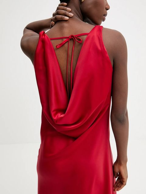 Answear.LAB sukienka kolor czerwony midi rozkloszowana