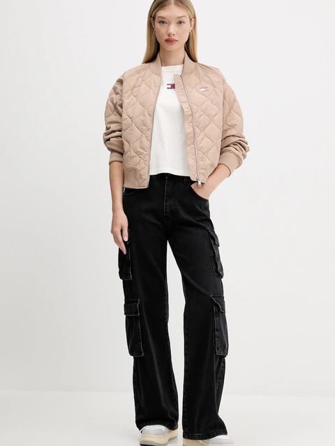 Tommy Jeans t-shirt bawełniany damski kolor beżowy DW0DW22202