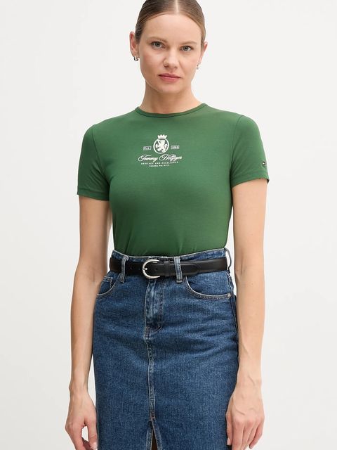 Tommy Hilfiger t-shirt damski kolor zielony WW0WW47316