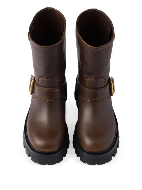 Prada buckle-fastening platform boots - Brown - zdjęcie produktu nr 2