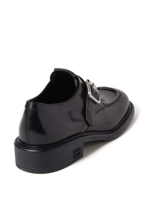 Miu Miu leather brogue shoes - Black