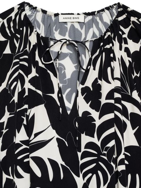 ANINE BING Lolita floral-print tiered dress - Black