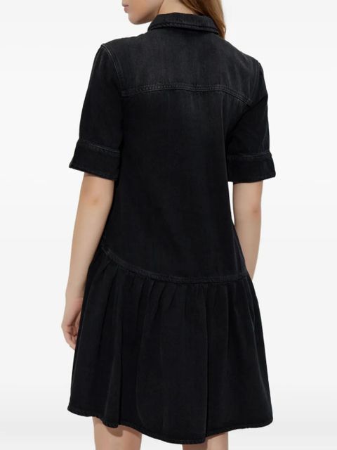 GANNI short-sleeved denim dress - Black