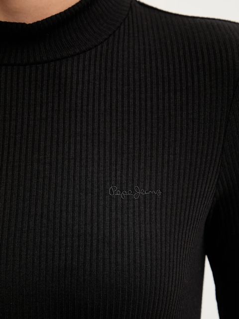 Pepe Jeans longsleeve kolor czarny z półgolfem PL5000042
